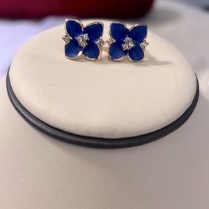 New CZ Rhinestone Flower Stud Earrings